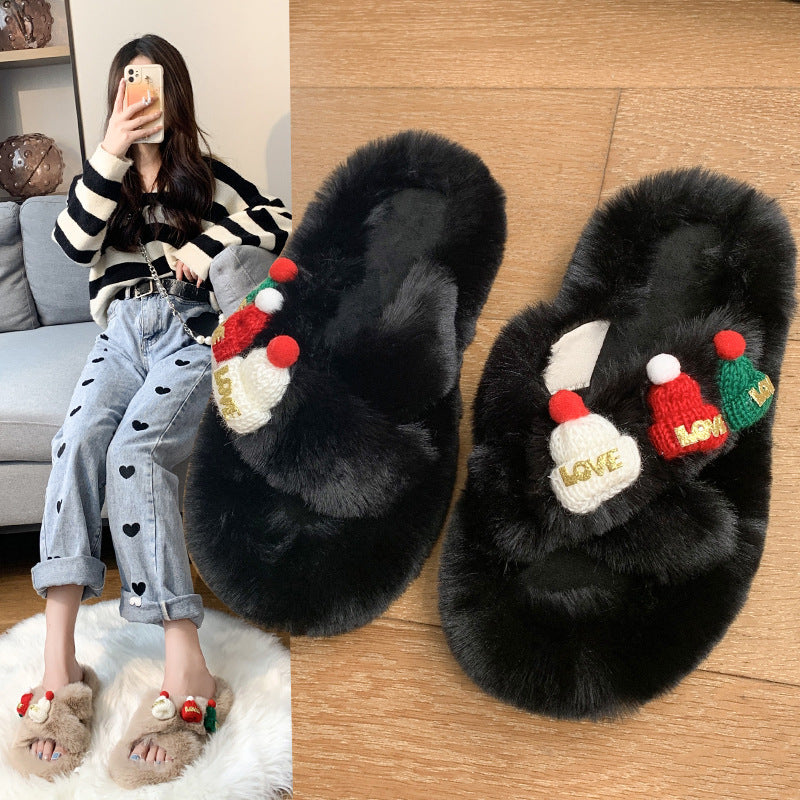 Hat Fluffy Slippers