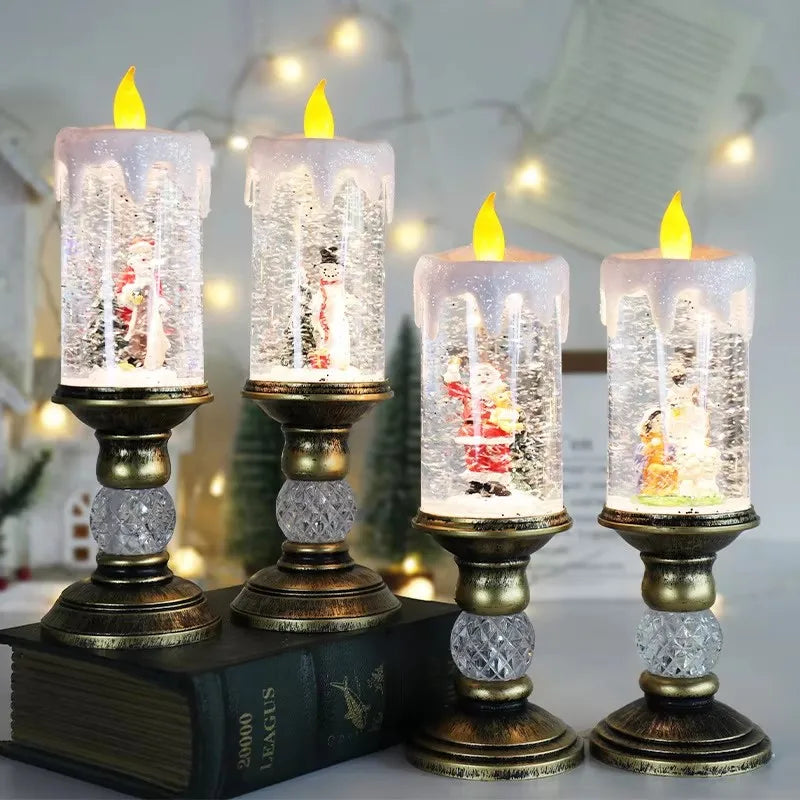 Christmas snow candlestick