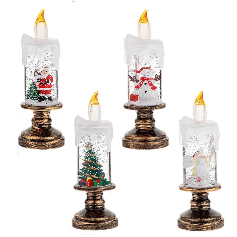 Christmas snow candlestick