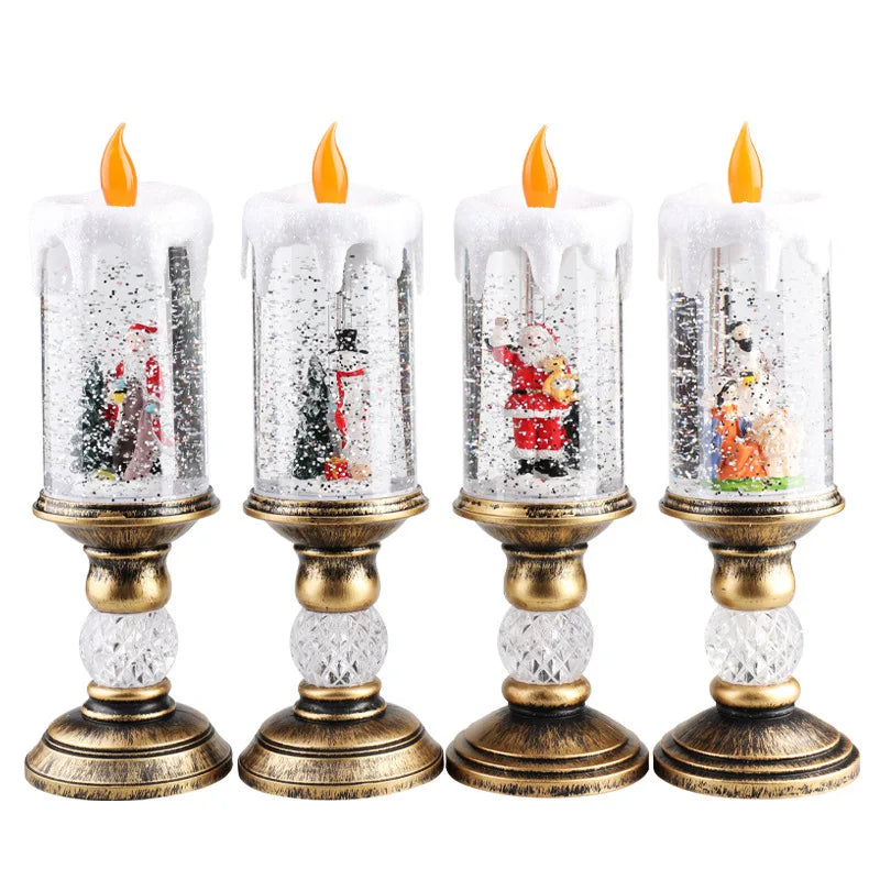 Christmas snow candlestick