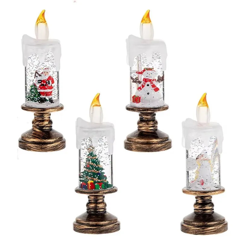 Christmas snow candlestick