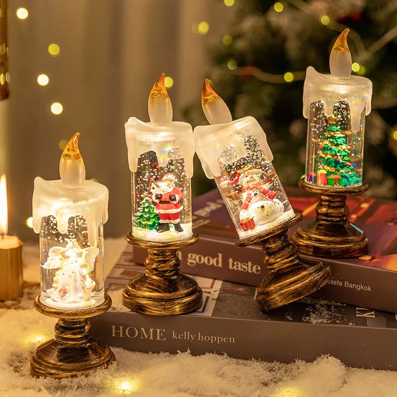 Christmas snow candlestick