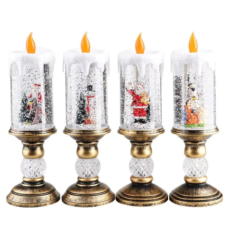 Christmas snow candlestick