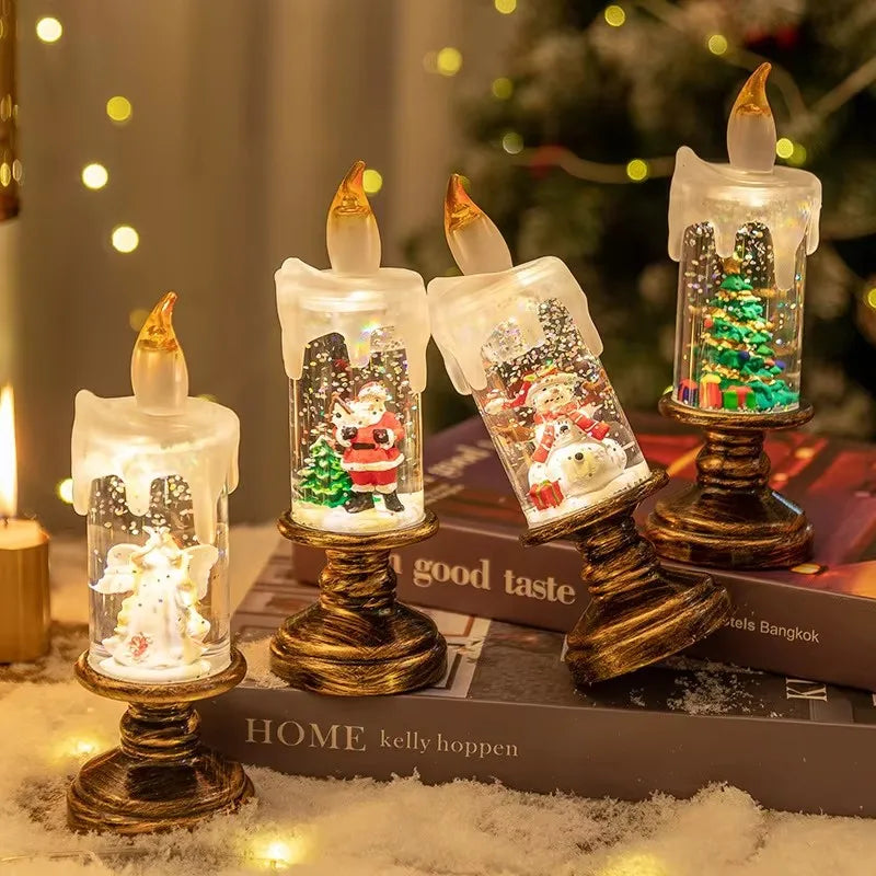 Christmas snow candlestick