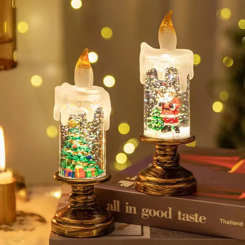 Christmas snow candlestick