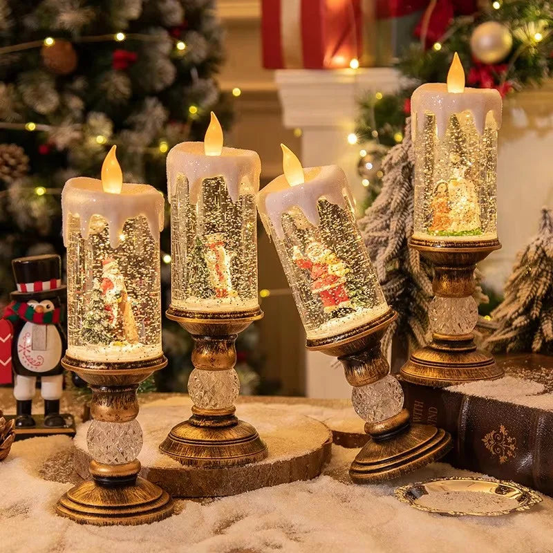 Christmas snow candlestick