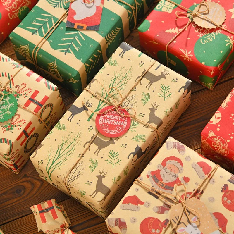 Kraft Wrapping Paper Cartoon Xmas
